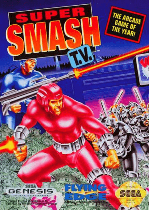 Super Smash TV box art for Sega Mega Drive